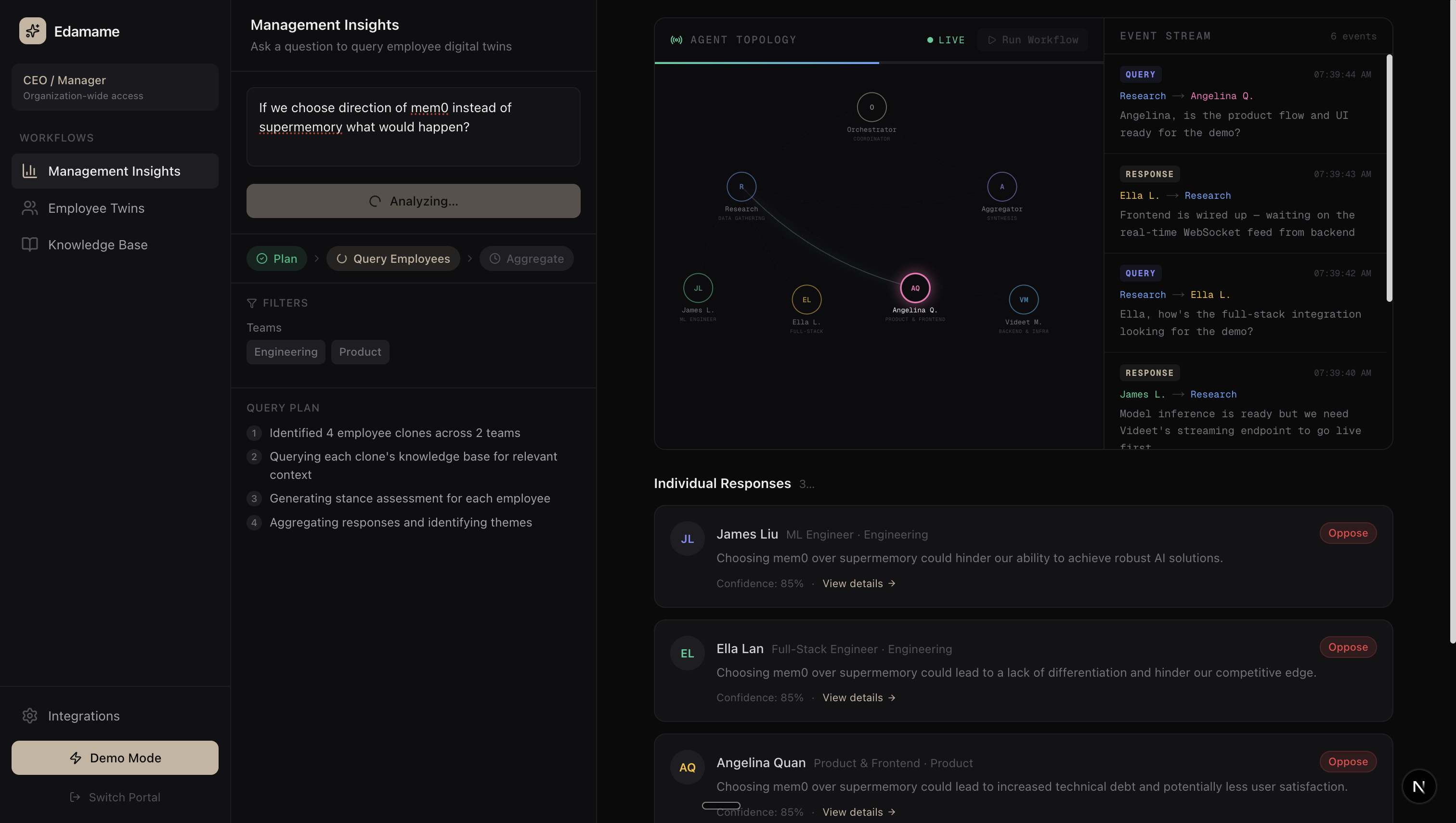 Edamame Management Insights screenshot